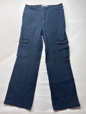 Risen Jeans Women's Straight Leg Cargo Stretch Blue Jeans‎ - Size 7/28 (29x27)
